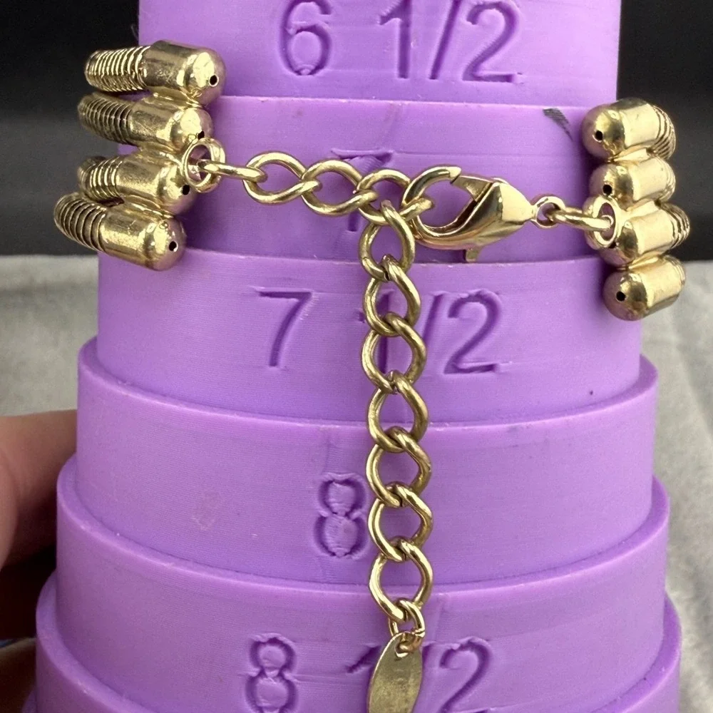 Gold Tone Love Knot Bracelet Signed Adore Mesh Chain 7.5" - Picture 4 of 6